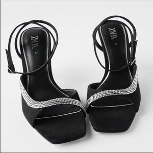 Zara black rein stones strap heels